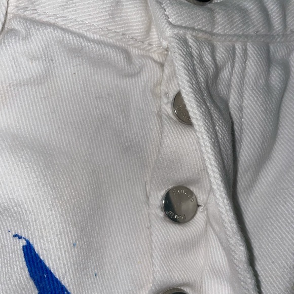 Cotton Straight Fit Paint Splatter Jeans in White (size 28) - Picture 4 of 15